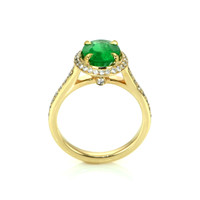 1.27 Ct. Emerald and Natural Diamond Pave Ring, 14K Yellow Gold Image