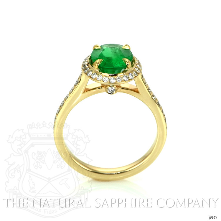1.27 Ct. Emerald and Natural Diamond Pave Ring, 14K Yellow Gold