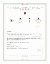 1.30 Ct. Emerald Natural Diamond Three Stone Ring, 14K Yellow Gold Appraisal