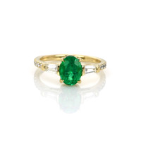 1.30 Ct. Emerald and Diamond Ring - 14K Yellow Gold Video