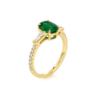 1.30 Ct. Emerald and Diamond Ring - 14K Yellow Gold Image