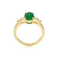 1.30 Ct. Emerald and Diamond Ring - 14K Yellow Gold Image