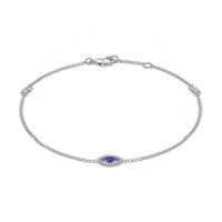 0.09 Ct.Tw. Blue Sapphire and Natural Diamond Pave Bracelet, 14K White Gold Video
