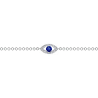 0.09 Ct.Tw. Blue Sapphire and Natural Diamond Pave Bracelet, 14K White Gold Image