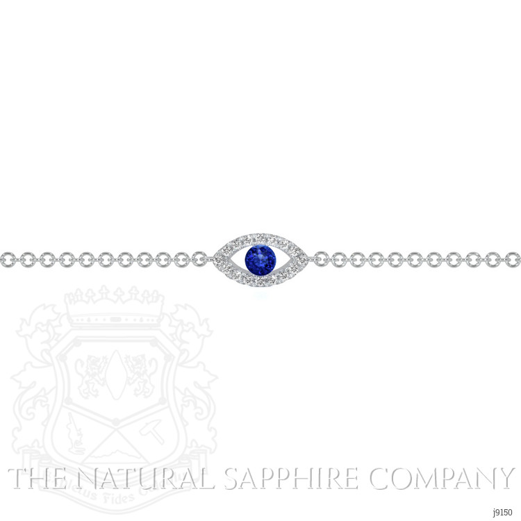 0.09 Ct.Tw. Blue Sapphire and Natural Diamond Pave Bracelet, 14K White Gold