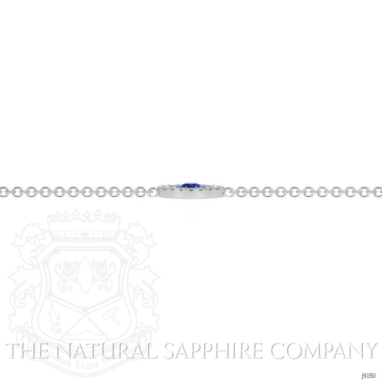 0.09 Ct.Tw. Blue Sapphire and Natural Diamond Pave Bracelet, 14K White Gold