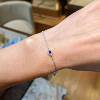 0.09&nbsp;Ct.Tw.Total Carat Weight Blue Sapphire and Natural Diamond Pave Bracelet, 14K White Gold Life Style