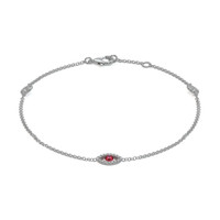 0.09 Ct.Tw. Ruby Natural Diamond Pave Bracelet, 14K White Gold Video