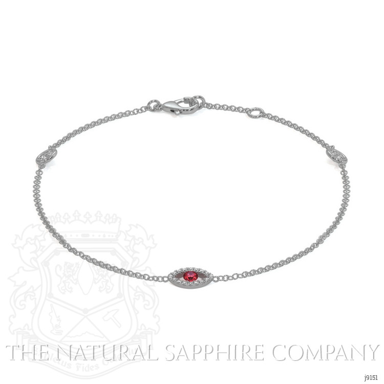 0.09 Ct.Tw. Ruby Natural Diamond Pave Bracelet, 14K White Gold