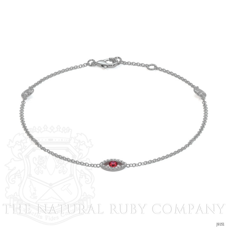 0.09 Ct.Tw. Ruby Natural Diamond Pave Bracelet, 14K White Gold