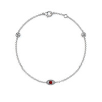 0.09 Ct.Tw. Ruby Natural Diamond Pave Bracelet, 14K White Gold Image