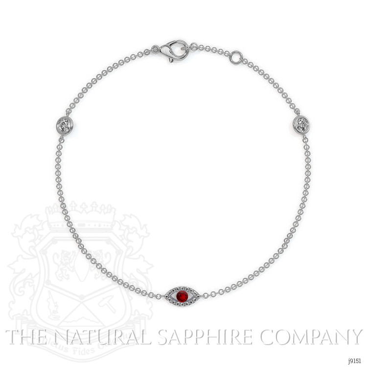0.09 Ct.Tw. Ruby Natural Diamond Pave Bracelet, 14K White Gold