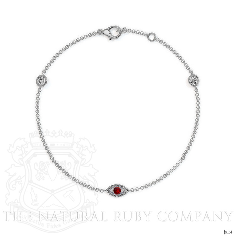 0.09 Ct.Tw. Ruby Natural Diamond Pave Bracelet, 14K White Gold