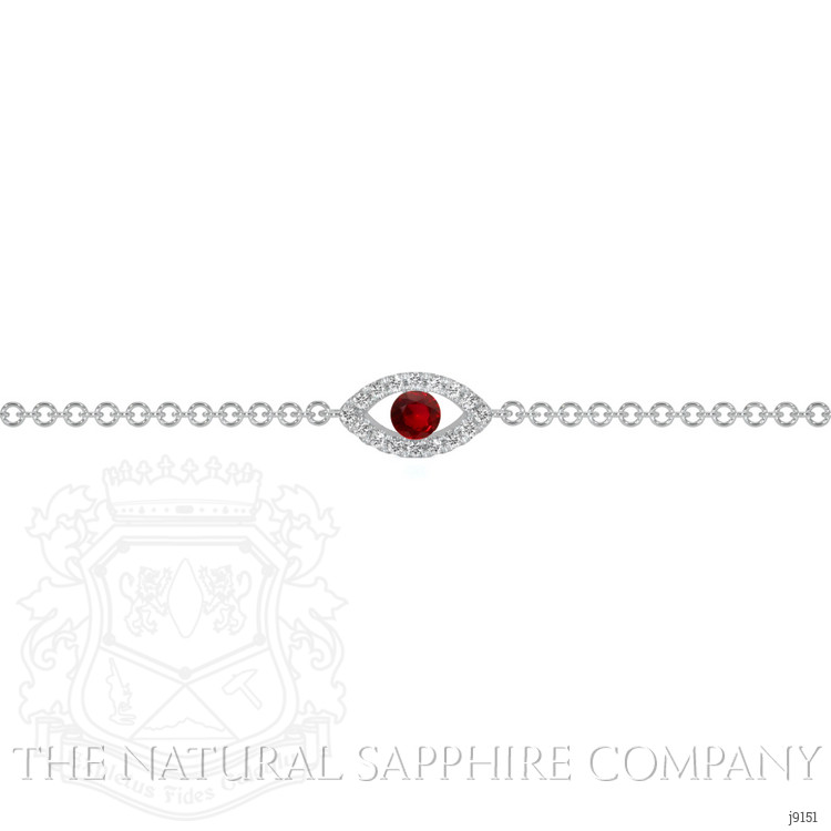 0.09 Ct.Tw. Ruby Natural Diamond Pave Bracelet, 14K White Gold