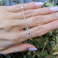 0.09&nbsp;Ct.Tw.Total Carat Weight Ruby and Natural Diamond Pave Bracelet, 14K White Gold Life Style