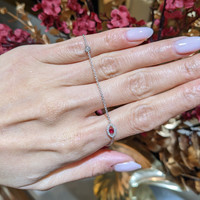 0.09&nbsp;Ct.Tw.Total Carat Weight Ruby and Natural Diamond Pave Bracelet, 14K White Gold Life Style