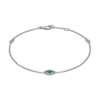 0.07 Ct.Tw. Emerald Natural Diamond Pave Bracelet, 14K White Gold Video