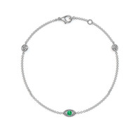 0.07 Ct.Tw. Emerald Natural Diamond Pave Bracelet, 14K White Gold Image