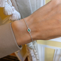 0.07 Ct.Tw. Emerald Natural Diamond Pave Bracelet, 14K White Gold Life Style