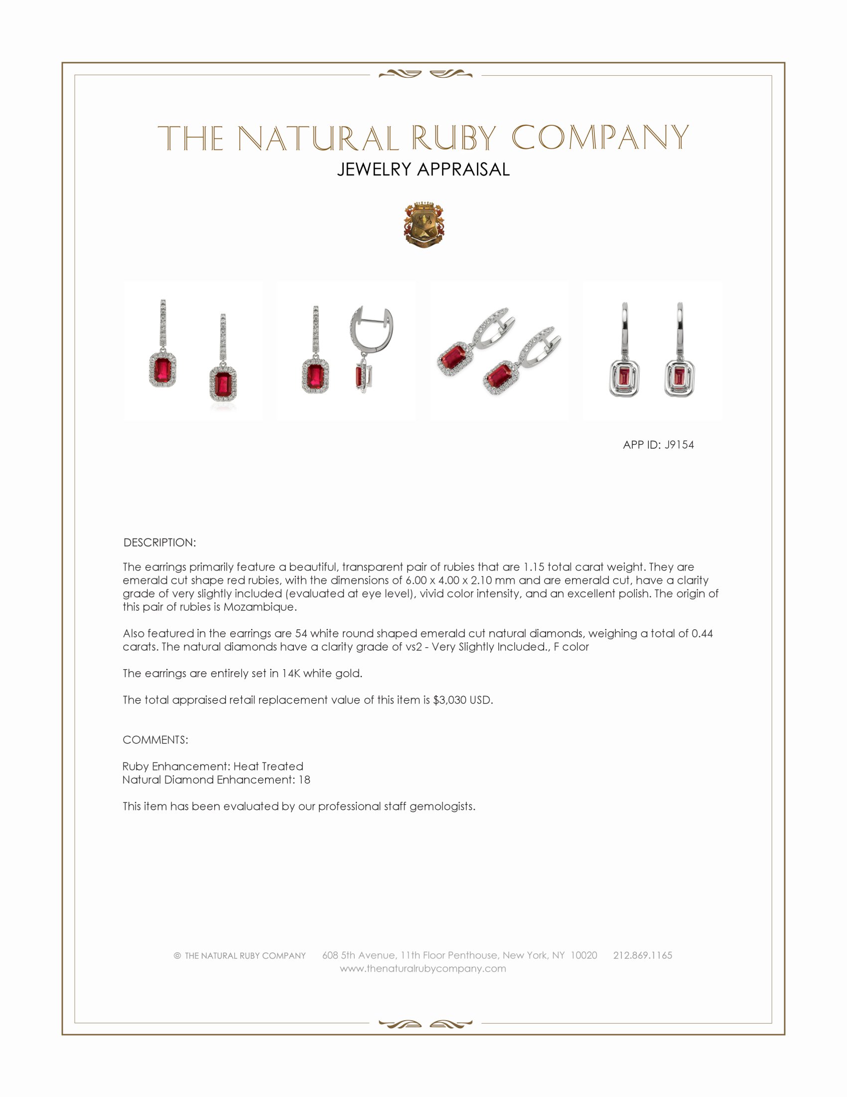 1.15 Ct.Tw. Ruby and Natural Diamond Halo Earrings, 14K White Gold