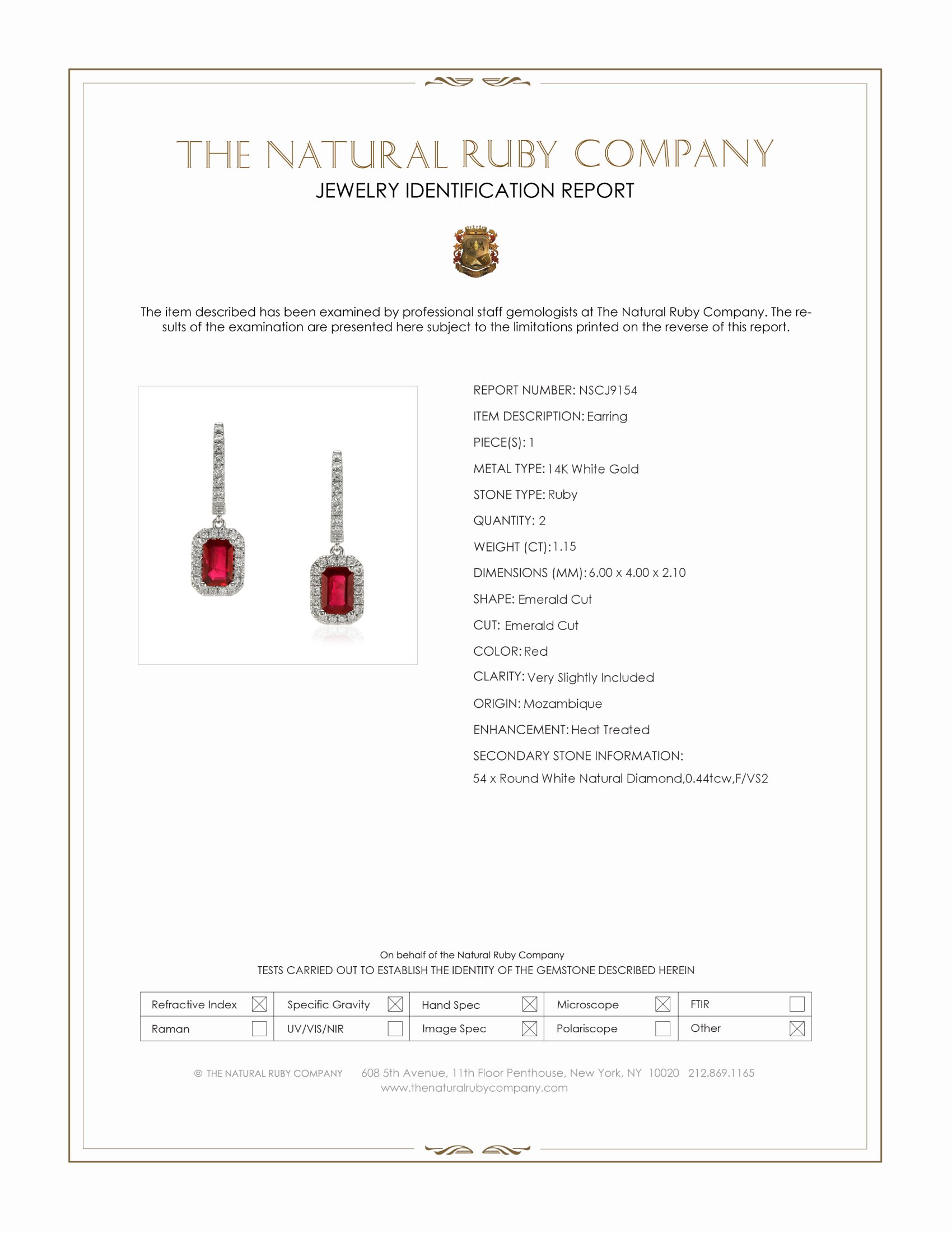 1.15 Ct.Tw. Ruby and Natural Diamond Halo Earrings, 14K White Gold