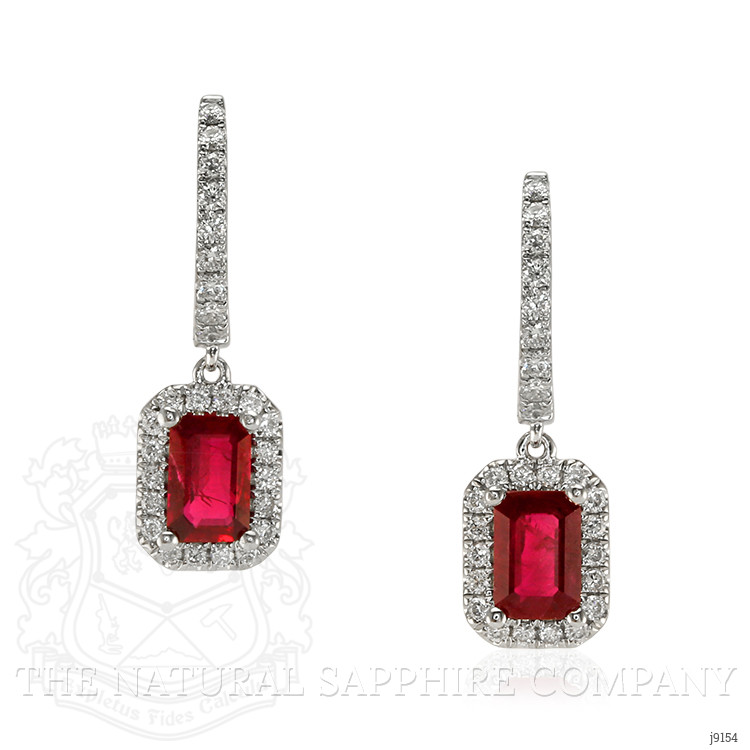 1.15 Ct.Tw. Ruby Natural Diamond Halo Earrings, 14K White Gold
