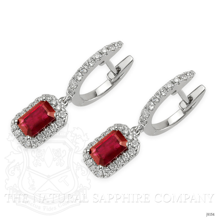 1.15 Ct.Tw. Ruby Natural Diamond Halo Earrings, 14K White Gold