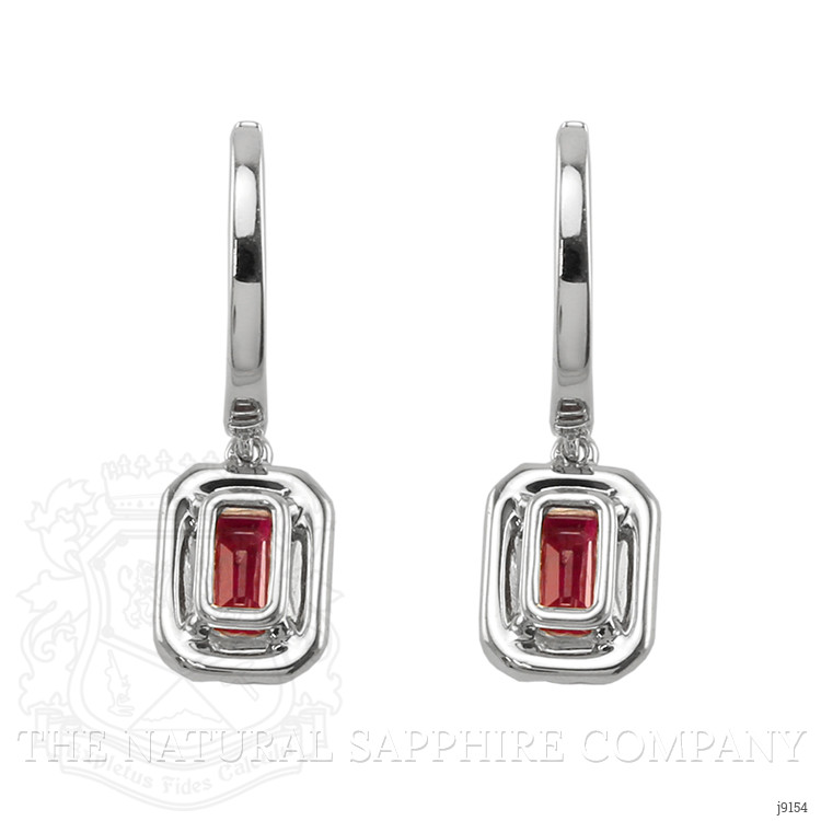 1.15 Ct.Tw. Ruby Natural Diamond Halo Earrings, 14K White Gold