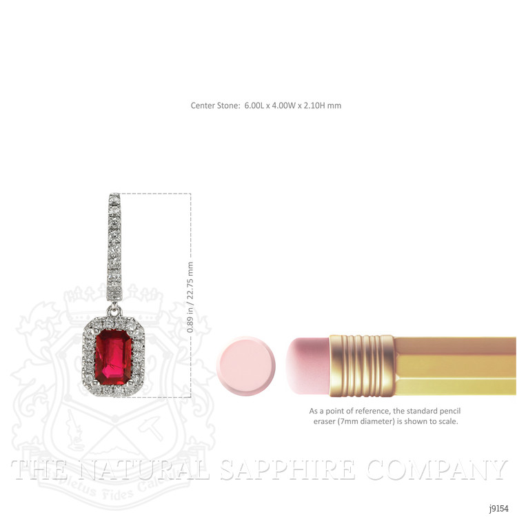 1.15 Ct.Tw. Ruby Natural Diamond Halo Earrings, 14K White Gold