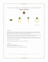 1.31 Ct. Emerald and Natural Diamond Three Stone Ring, 18K Yellow Gold Appraisal