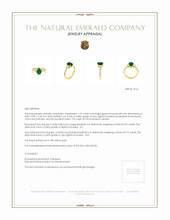 1.31 Ct. Emerald Natural Diamond Three Stone Ring, 18K Yellow Gold Appraisal