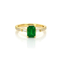 1.05 Ct. Emerald and Diamond Ring, 18K Yellow Gold Video