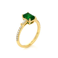 1.05 Ct. Emerald and Diamond Ring, 18K Yellow Gold Image