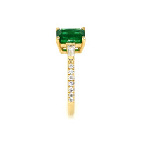 1.05 Ct. Emerald and Diamond Ring, 18K Yellow Gold Image