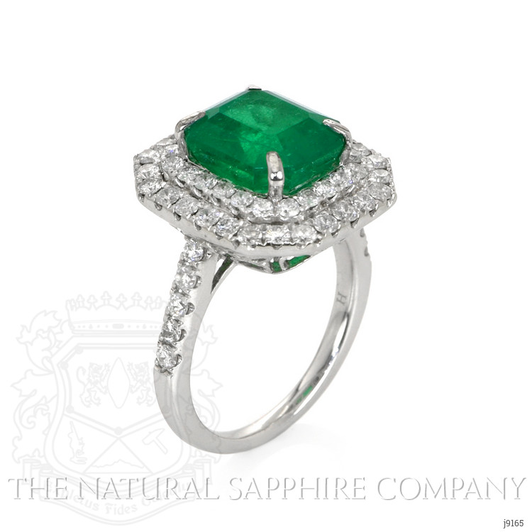 4.25 Ct. Emerald Natural Diamond Pave Ring, 14K White Gold
