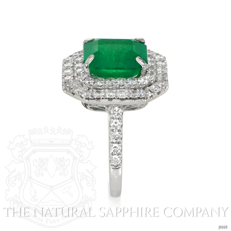 4.25 Ct. Emerald Natural Diamond Pave Ring, 14K White Gold