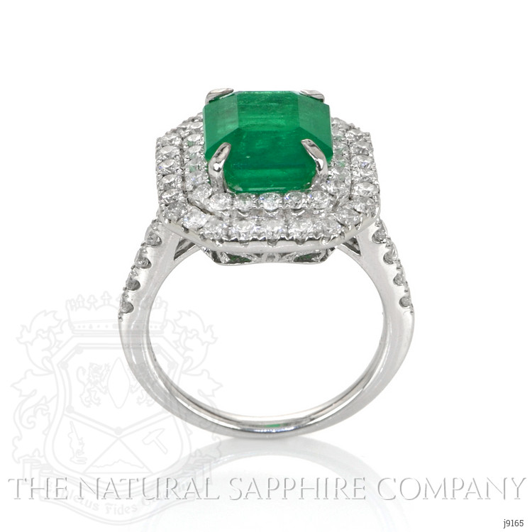 4.25 Ct. Emerald Natural Diamond Pave Ring, 14K White Gold