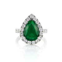 3.03 Ct. Emerald Natural Diamond Pave Ring, 14K White Gold Video