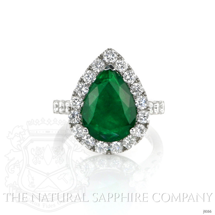 3.03 Ct. Emerald Natural Diamond Pave Ring, 14K White Gold