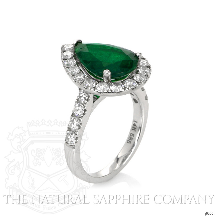 3.03 Ct. Emerald Natural Diamond Pave Ring, 14K White Gold