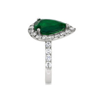 3.03 Ct. Emerald Natural Diamond Pave Ring, 14K White Gold Image
