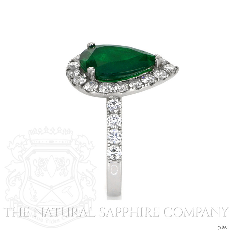 3.03 Ct. Emerald Natural Diamond Pave Ring, 14K White Gold