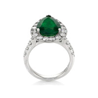 3.03 Ct. Emerald Natural Diamond Pave Ring, 14K White Gold Image