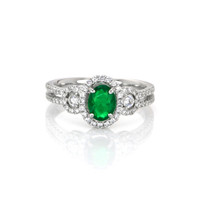 0.59 Ct. Emerald Natural Diamond Ring, 18K White Gold Video