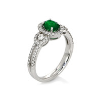 0.59 Ct. Emerald Natural Diamond Ring, 18K White Gold Image