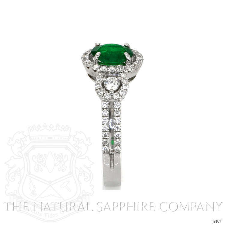 0.59 Ct. Emerald Natural Diamond Ring, 18K White Gold