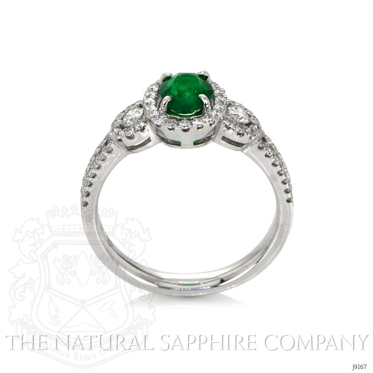 0.59 Ct. Emerald Natural Diamond Ring, 18K White Gold