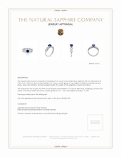 0.67 Ct. Blue Sapphire and Natural Diamond Antique Style Ring, 18K White Gold Appraisal