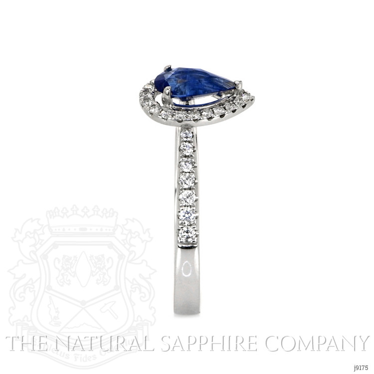 0.83 Ct. Blue Sapphire and Natural Diamond Pave Ring, 18K White Gold