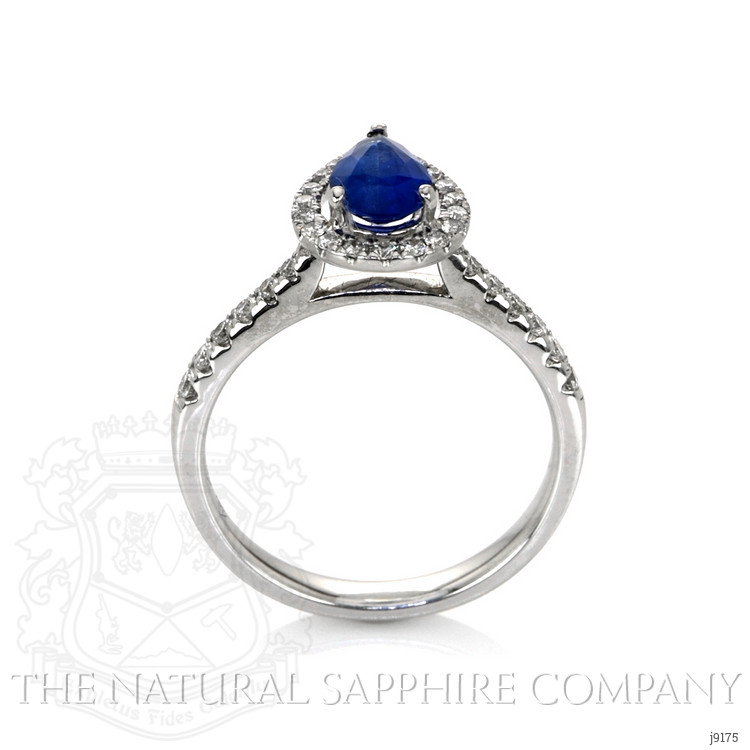 0.83 Ct. Blue Sapphire and Natural Diamond Pave Ring, 18K White Gold